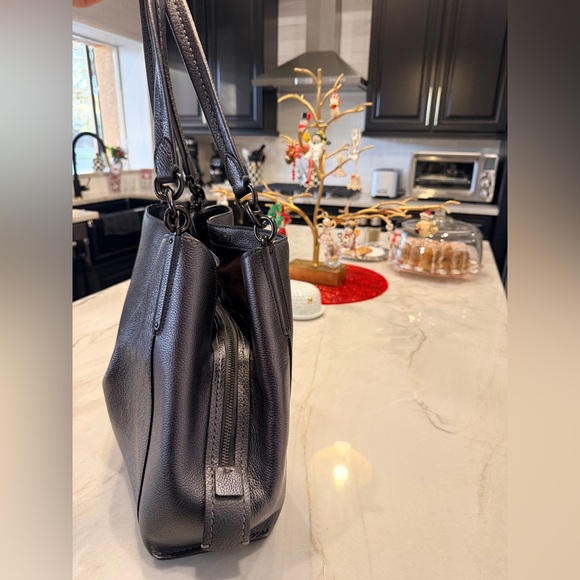 Coach Elegant Charcoal grey metallic Leather Tote Bag - Picture 4 of 9